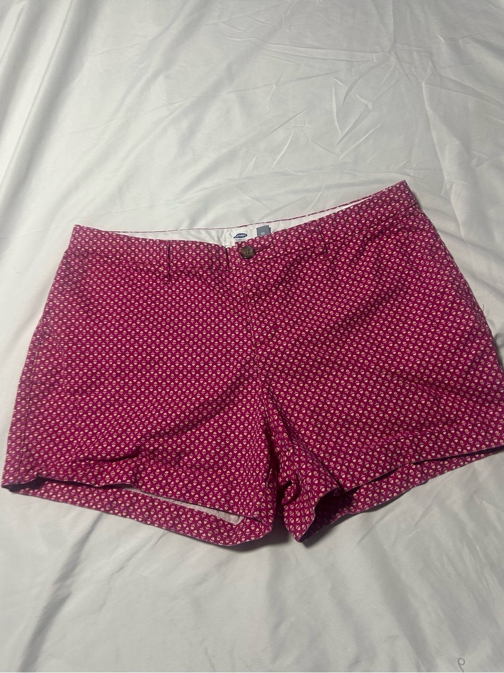 Old Navy Berry Pink Print Cotton Twill 3.5" Length Shorts 10